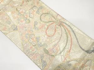 佐賀錦　片輪車に華紋・組紐模様織り出し　袋帯